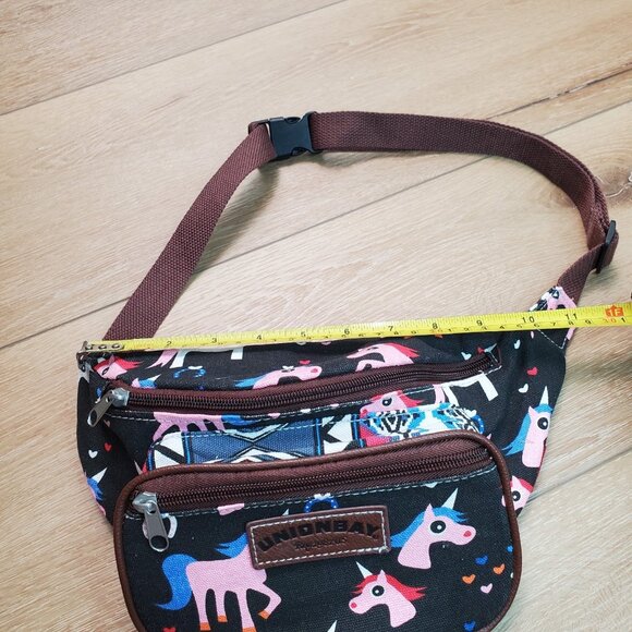 Unionbay Fanny Pack UNICORN Black Pink Rainbow Union Bay Fannie Bag Zip Adjustab - Picture 4 of 13
